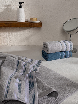Полотенце махровое LUCKY Бордюр точки 450gsm 70x140 100% хлопок, темно-серый D100405 000000000001227653