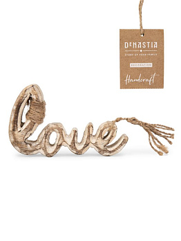Декоративная фигурка 12x2,5x7см DE'NASTIA Love белый дерево манго 000000000001229665