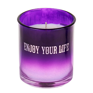 Свеча 7х8см Enjoy классическая в стакане + коробка сиреневый 000000000001209195