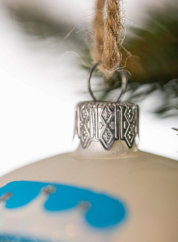 Декоративное украшение Шар №5 D9,5см БИРЮСИНКА Щелкунчик голубой стекло 000000000001207655