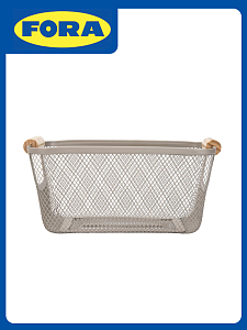 Корзинка для хранение 36,5х23х15см FORA ручки прямоугольная серый металл/дерево 000000000001223280