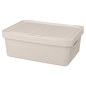 Ящик 38х27,6х14см 12л ECONOVA LUXE универсальный с крышкой светло-бежевый пластик 000000000001206123