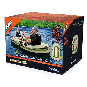 Лодка двухместная 232х118см BESTWAY ВОЯЖЕР (весла-2шт, насос, сумка, заплата) 000000000001213317