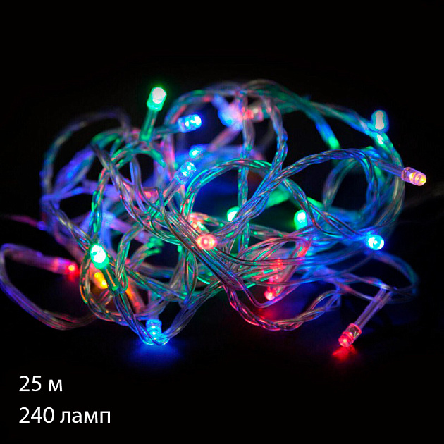 Гирлянда электрическая 25м 240 ламп Нить цветные 000000000001219704