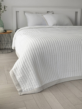 Покрывало 150x205см DE'NASTIA Structure строчка белый полиэстер 000000000001228402