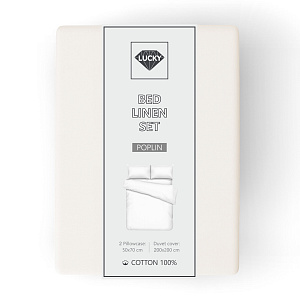Комплект постельного белья Евро LUCKY (пододеяльник, наволочки 50х70см-2шт) молочный поплин хлопок 100% 000000000001213682