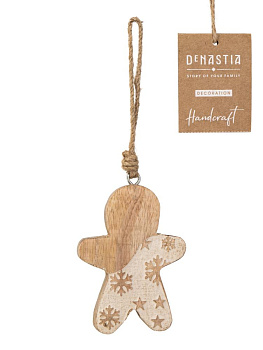 Декоративное украшение 6х1,5х8см DE'NASTIA Пряник  белый дерево манго 000000000001229672