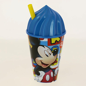Стакан пластиковый 430мл с соломинкой и объемной крышкой в виде мороженного Микки Маус Символы Stor 274648/19085 000000000001193185