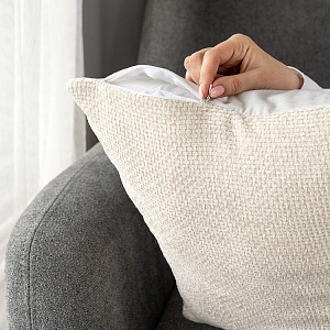 Наволочка декоративная 45х45см DE'NASTIA на молнии молочный шенилл полиэстер 000000000001226956