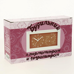Часы настольные 6714 С термометром и гигрометром, зелёный 000000000001158340