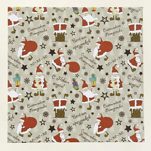 Коробка подарочная 23x23x13см РУТАУПАК Веселый Санта квадратная 000000000001208360