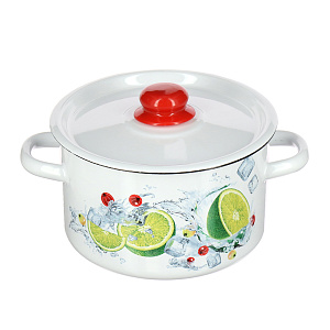 Кастрюля 3,9л СТАЛЬЭМАЛЬ цилиндрическая форма с деколью эмалированная сталь 000000000001107969