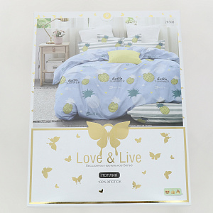 Комплект постельного белья 1,5-спальный LOVE&LIVE Ананасы простынь 150х215см пододеяльник 145х215см наволочки 70х70см-2шт поплин 100% хлопок 000000000001210570