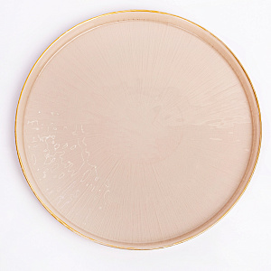 Блюдо сервировочное 26см GLASSCOM золотая кайма champagne стекло 000000000001213176