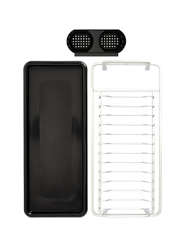 Сушилка кухонная 48x32x13см DE'NASTIA с поддоном и сливом черный/белый алюминий 000000000001221876