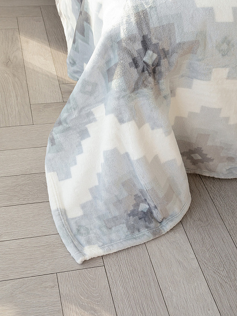 Плед 150x200см DE'NASTIA Полярис белый/серый полиэстер 000000000001229895