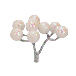 Ветка с ягодами для  декора 8,5 см белый перламутр 000000000001225521