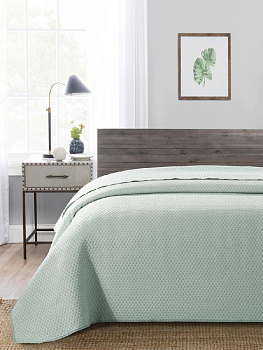 Покрывало DE'NASTIA 260х240см 3 слоя жаккард ромбы серо-зеленый U000119 000000000001195462