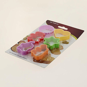 "Набор форм д/печенья ""Мозаика"" 6шт DH80-233.Из пластмассы.Раз-ры:круг 5см,сердце,звезда,медведь 5,5х5,3см,слон 6х4см,бегемот 6,5х 000000000001190139