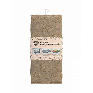 Коврик для сушки посуды 40х30см LUCKY Розы бежевый жаккард микрофибра полиэстер 000000000001223880
