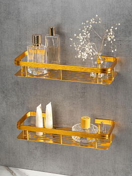 Полка навесная 30x13x5см DE'NASTIA прямоугольная золотой алюминий 000000000001227437