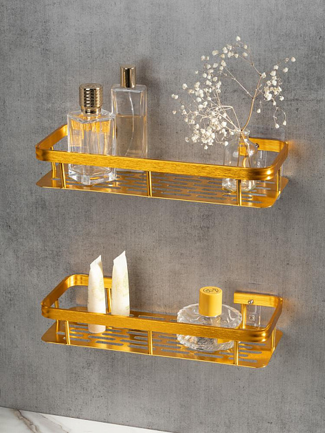 Полка навесная 30x13x5см DE'NASTIA прямоугольная золотой алюминий 000000000001227437