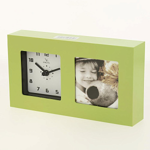 Часы настольные 6409 фоторамка, зеленые 000000000001158338