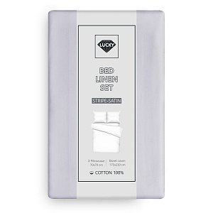 Комплект постельного белья 2сп 70х70см-2шт LUCKY светло-серый страйп-сатин хлопок 000000000001218083