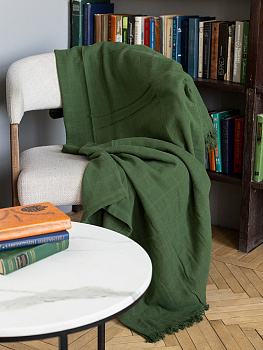 Плед 150x200см DE'NASTIA многослойный зеленый хлопок 000000000001230293