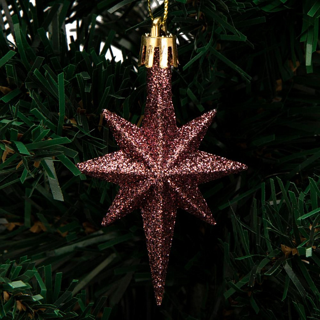 Декоративное украшение Набор 4шт 8,5х5,5см Звезда серия Бургунд микс пластик 000000000001224134