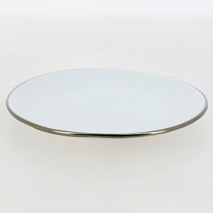 Тарелка десертная 19,7см LUCKY Точки металлическая кайма белый керамика 000000000001211231