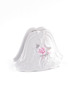 Салфетница CMIELOW Рококо Бледная роза отводка платиной фарфор 000000000001214840