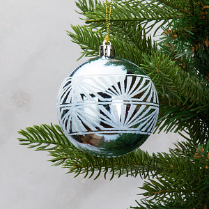 Набор новогодних шаров 3шт 8см Иней нежно-голубой пластик 000000000001208660