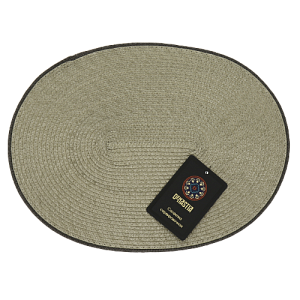 Салфетка сервировочная 40х30см DE'NASTIA Овал с контрастным краем бежевая/коричневая 70% полипропилен 30% полиэстер 000000000001208016