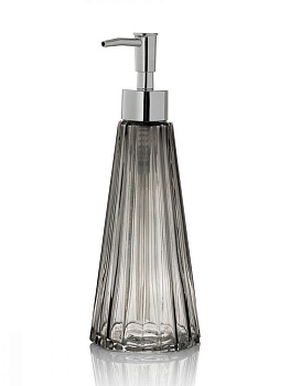 Диспенсер для жидкого мыла 8x8x22,5см 300мл DE'NASTIA Граненое стекло серый/серебряный стекло/пластик 000000000001218915