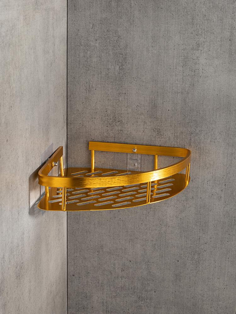 Полка навесная 28x21x5см DE'NASTIA угловая золотой алюминий 000000000001227441