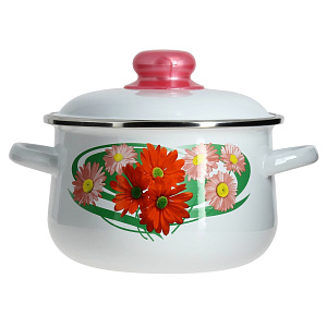 Кастрюля 2л СТАЛЬЭМАЛЬ Летние цветы коническая форма эмалированная сталь 000000000001136696