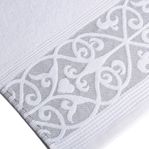 Полотенце махровое 100х150см DINA ME Вензельный бордюр белый снег хлопок 000000000001212858