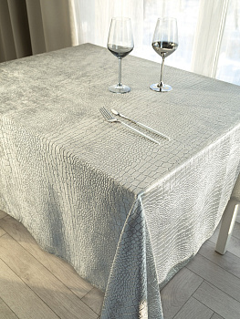 Скатерть 160x250см LUCKY Бархат серый полиэстер 000000000001221323