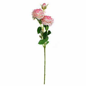 Цветок искусственный Чайная роза 3 бутона 61см розовая 000000000001218338