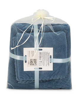 Набор полотенец 35х75см+140х70см голубой микрофибра полиэстер 000000000001218068