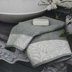 Полотенце 40х60см DE'NASTIA ТРОПИКИ (новые) молочный/серый хлопок 000000000001208571