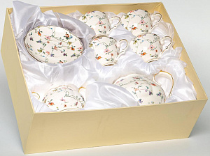 Сервис чайный 10 предметов (чашка 250мл-4шт/блюдце-4шт/чайник 1,175л/сахарница 425мл) BALSFORD ЗИРАНА подарочная упаковка фарфор 000000000001210349