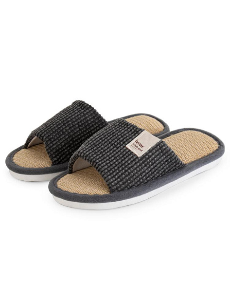 Тапочки домашние 44-45 мужские открытые серый полиэстер/ПВХ 000000000001228880