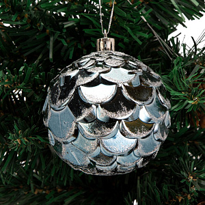 Декоративное украшение Набор шаров 4шт 8см Рельеф серия Голубая пластик 000000000001224115