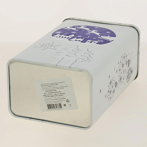 Бaнка Металличеcкая Новогодняя синяя 0,27л из лакированной и литoгрaфиpoвaннoй жеcти с откидной крышкой, для пищевых продуктов.П135* 000000000001192885