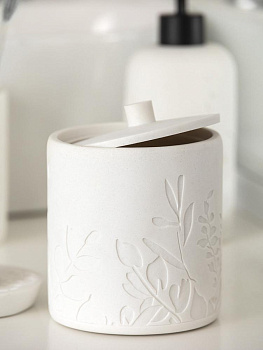 Органайзер универсальный (для косметики, ванных аксессуаров) DE'NASTIA Тиснение цветы белый полирезина 000000000001213497