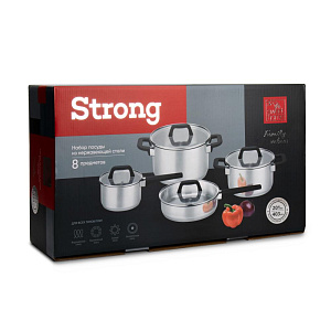 Набор посуды для приготовления 8 предметов SWEET HOME STRONG (ковш 1,7л, кастрюли 3,2/5,8л, сковорода 24см, крышка-4шт 16/20/24/24см) нержавеющая сталь Набор посуды для приготовления 8 предметов SWEET HOME STRONG (ковш 1,7л, кастрюли 3,2/5,8л, сковорода 24см, крышка-4шт 16/20/24/24см) нержавеющая сталь 000000000001220096