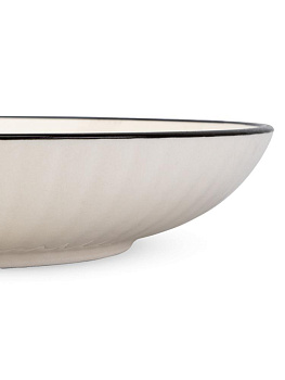 Тарелка десертная 20см черная кайма керамика 000000000001227219