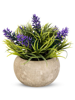 Цветок искусственный растение Лаванда 14см сиреневая в горшке 000000000001218479